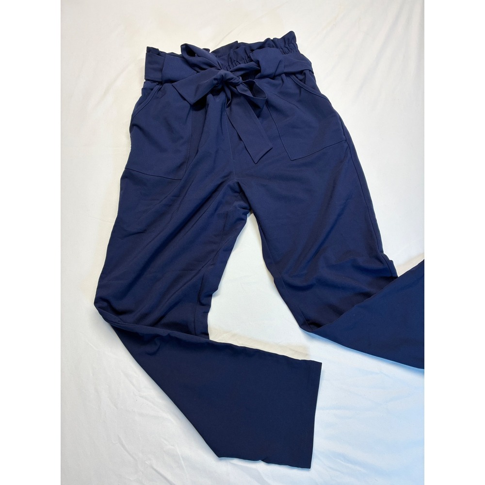 Grace Karin Work Trousers Paperbag Waist Office Siren Belted Pocket Medium Navy